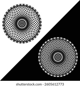 Abstract Spiral Pattern in Black and White with Radial Design