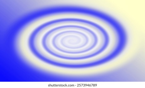 Abstract spiral pattern in blue and light yellow tones, creating a fluid, dynamic effect with a calming, circular motion. Landscape orientation.