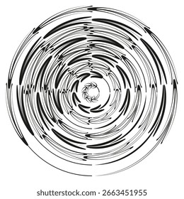 Abstract spiral pattern. Concentric grunge texture. Distorted circle illustration. Vector modern art. EPS 10.