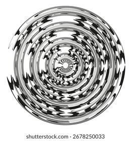 Abstractas patrón en espiral. Ilustración de remolino dinámico. Diseño de línea monocromo. Gráfico de movimiento de Vector. EPS 10.