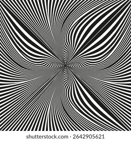 Padrão espiral abstrato. Linhas de vetor hipnótico. Elemento de ilusão ótica. Projeto de onda concêntrica.