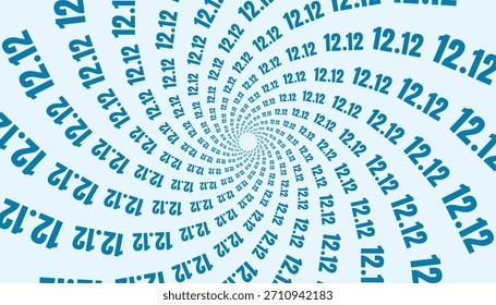 Padrão espiral abstrato com repetição de números 12.12, projeto de vórtice dinâmico para fundos modernos e promoções.