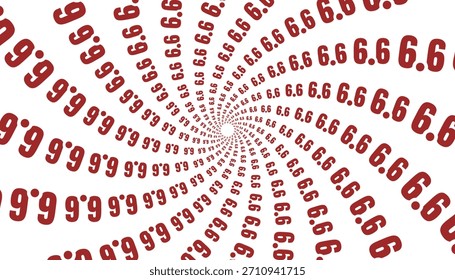 Padrão espiral abstrato com repetição de 6,6 números, projeto de vórtice dinâmico para fundos modernos e promoções.