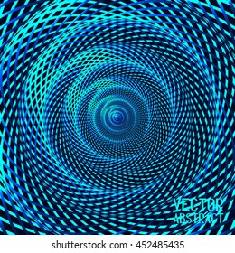 Abstract Spiral Pattern. Turquoise Rotating Hypnotic Pattern. Vector 3d Illustration