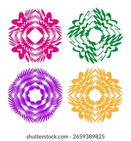 Abstract spiral patterns. Colorful geometric shapes. Optical art Vector. Modern ornament elements. EPS 10.