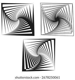 Abstrakte Spiralmuster. Geometrische Rotationsformen. Dynamische Wirbelgrafik. Vektorbewegungsdesign. EPS 10.
