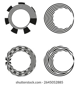 Abstract spiral patterns. Graphic vector circles. Swirl line designs. Modern decorative elements.
