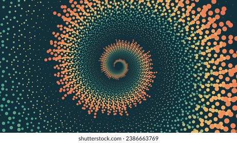 Abstract spiral rainbow color vortex round background.