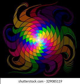 Abstract spiral with rainbow colors, vector image