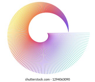 Abstract spiral rainbow design element on white background of twist lines. Vector Illustration eps 10 Golden ratio traditional proportions vector icon Fibonacci spiral. for elegant business card