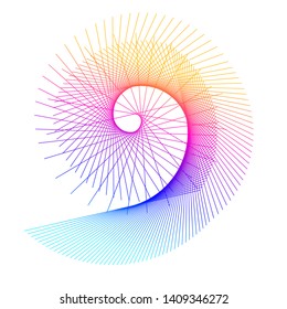 Abstract spiral rainbow design element on white background of twist lines. Vector Illustration eps 10 Golden ratio traditional proportions vector icon Fibonacci spiral. for elegant business card 