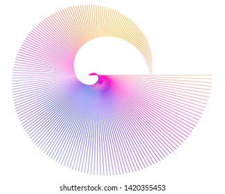 Abstract spiral rainbow design element on white background of twist lines. Vector Illustration eps 10 Golden ratio traditional proportions vector icon Fibonacci spiral. for elegant business card