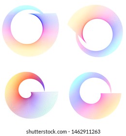 Abstract spiral rainbow design element on white background of twist lines. Vector Illustration eps 10 Golden ratio traditional proportions vector icon Fibonacci spiral. for elegant business card 