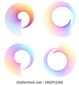 Abstract spiral rainbow design element on white background of twist lines. Vector Illustration eps 10 Golden ratio traditional proportions vector icon Fibonacci spiral. for elegant business card 