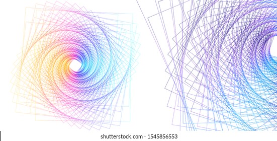 Abstract spiral rainbow design element on white background of twist lines. Vector Illustration eps 10 Golden ratio traditional proportions vector icon Fibonacci spiral. for elegant business card