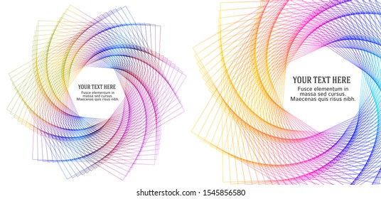 Abstract spiral rainbow design element on white background of twist lines. Vector Illustration eps 10 Golden ratio traditional proportions vector icon Fibonacci spiral. for elegant business card