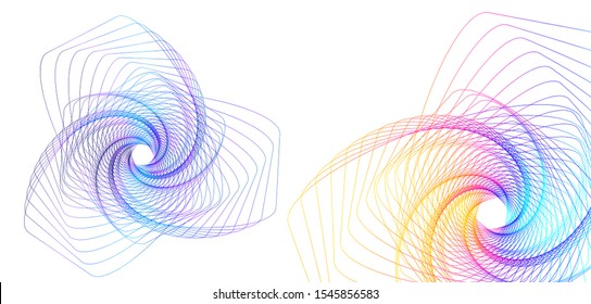 Abstract spiral rainbow design element on white background of twist lines. Vector Illustration eps 10 Golden ratio traditional proportions vector icon Fibonacci spiral. for elegant business card