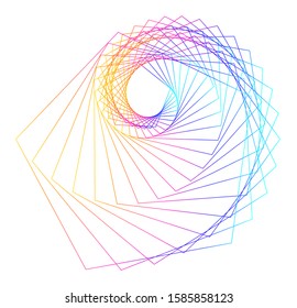 Abstract spiral rainbow design element on white background of twist lines. Vector Illustration eps 10 Golden ratio traditional proportions vector icon Fibonacci spiral. for elegant business card