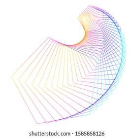 Abstract spiral rainbow design element on white background of twist lines. Vector Illustration eps 10 Golden ratio traditional proportions vector icon Fibonacci spiral. for elegant business card