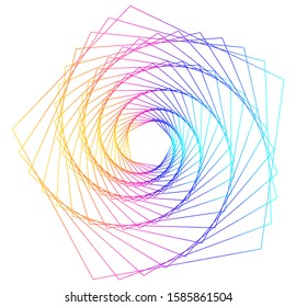 Abstract spiral rainbow design element on white background of twist lines. Vector Illustration eps 10 Golden ratio traditional proportions vector icon Fibonacci spiral. for elegant business card