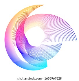 Abstraktes spiralförmiges Regenbogendesign-Element auf weißem Hintergrund von Twist-Linien. Vektorillustration Illustration eps10 Golden Verhältnis traditionelle Proportionen Vektorillustration Symbol Fibonacci Spirale. für elegante Visitenkarte