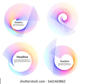 Abstract spiral rainbow design element on white background of twist lines. Vector Illustration eps 10 Golden ratio traditional proportions vector icon Fibonacci spiral. for elegant business card