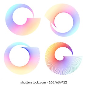 Abstract spiral rainbow design element on white background of twist lines. Vector Illustration eps 10 Golden ratio traditional proportions vector icon Fibonacci spiral. for elegant business card