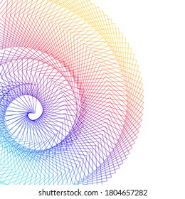 Abstract spiral rainbow design element on white background of twist lines. Vector Illustration eps 10 Golden ratio traditional proportions vector icon Fibonacci spiral. for elegant business card