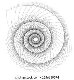 Resumen del elemento de diseño de arco iris espiral sobre fondo blanco de líneas de torsión. Ilustración vectorial 10 Relación de oro proporciones tradicionales icono vectorial Fibonacci espiral. para una elegante tarjeta de visita