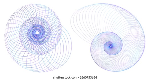 Abstract spiral rainbow design element on white background of twist lines. Vector Illustration eps 10 Golden ratio traditional proportions vector icon Fibonacci spiral. for elegant business card