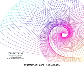 Resumen del elemento de diseño de arco iris espiral sobre fondo blanco de líneas de torsión. Ilustración vectorial 10 Relación de oro proporciones tradicionales icono vectorial Fibonacci espiral. para una elegante tarjeta de visita