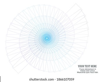 Abstract spiral rainbow design element on white background of twist lines. Vector Illustration eps 10 Golden ratio traditional proportions vector icon Fibonacci spiral. for elegant business card