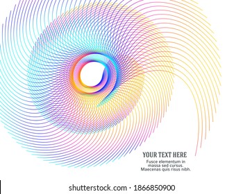 Abstract spiral rainbow design element on white background of twist lines. Vector Illustration eps 10 Golden ratio traditional proportions vector icon Fibonacci spiral. for elegant business card