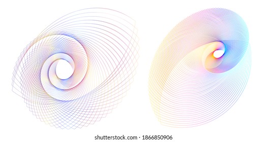 Abstract spiral rainbow design element on white background of twist lines. Vector Illustration eps 10 Golden ratio traditional proportions vector icon Fibonacci spiral. for elegant business card