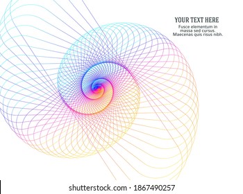 Abstract spiral rainbow design element on white background of twist lines. Vector Illustration eps 10 Golden ratio traditional proportions vector icon Fibonacci spiral. for elegant business card