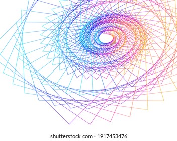 Abstract spiral rainbow design element on white background of twist lines. Vector Illustration eps 10 Golden ratio traditional proportions vector icon Fibonacci spiral. for elegant business card