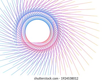 Resumen del elemento de diseño de arco iris espiral sobre fondo blanco de líneas de torsión. Ilustración vectorial 10 Relación de oro proporciones tradicionales icono vectorial Fibonacci espiral. para una elegante tarjeta de visita