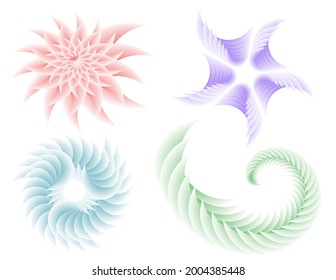 Abstract spiral rainbow design element on white background of twist lines. Vector Illustration eps 10 Golden ratio traditional proportions vector icon beauty salon, for elegant business card