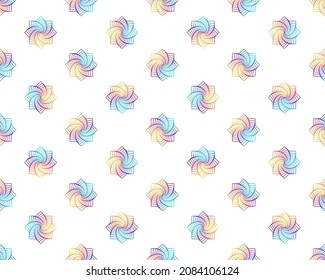 Abstract spiral rainbow design element on white background of . Vector Illustration eps . Seamless pattern isolated on white.
