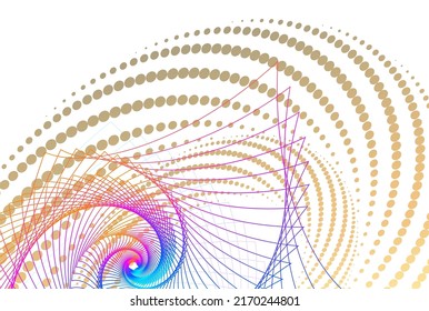 Abstract spiral rainbow design element on white background of twist lines. Vector Illustration eps 10. Colourful waves with lines created using Blend Tool. Templates for multipurpose presentation