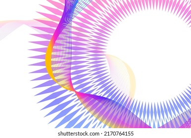 Abstract spiral rainbow design element on white background of twist lines. Vector Illustration eps 10. Colourful waves with lines created using Blend Tool. Templates for multipurpose presentation