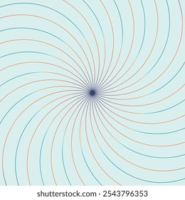 Abstract spiral rainbow design element on white background
