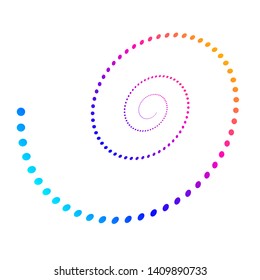 Abstraktes, spiralförmige Regenbogen-Punkt weißes Design-Element auf weißem Hintergrund von Twist-Linien. Vektor Illustration eps10 für elegante Visitenkarte, Druckbroschüre, Flyer, Banner. Goldenes Verhältnis - traditionelles Logo