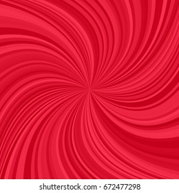 Abstract spiral rays background from radial swirling stripes in red tones - vector illustration