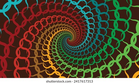 Abstract spiral round dotted urgency vortex background.