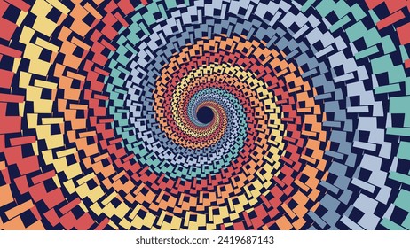 Abstract spiral round dotted urgency vortex style creative minimalist background.