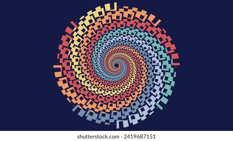 Abstract spiral round dotted urgency vortex style creative minimalist background.