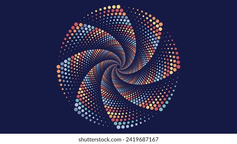 Abstract spiral round dotted urgency vortex style creative minimalist background.