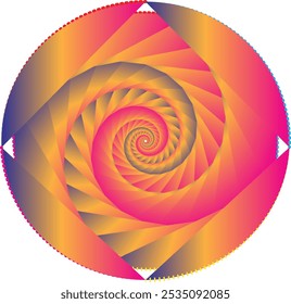 Espiral espiral redonda espiral pontilhada vórtice flower.pink azul amarelo e vermelho. Este estilo minimalista pontilhado espiral vórtice .Mandala estilo .