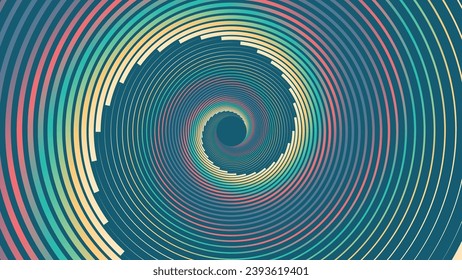 Abstract spiral round line vortex background in dark blue color. This simple minimalist  background can be used as a banner or logo.